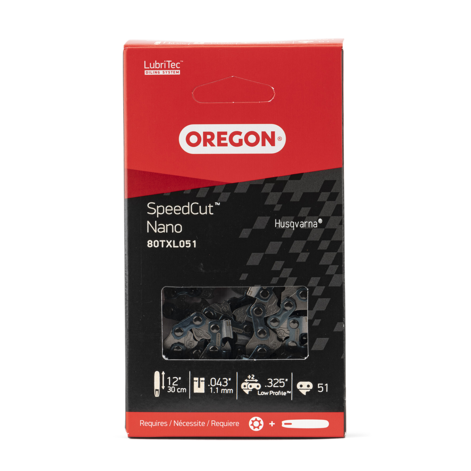 Oregon, SpeedCut Nano Chainsaw Chain, Bar Length 12 in, Chain Pitch 0.325 in, Model# 80TXL051G